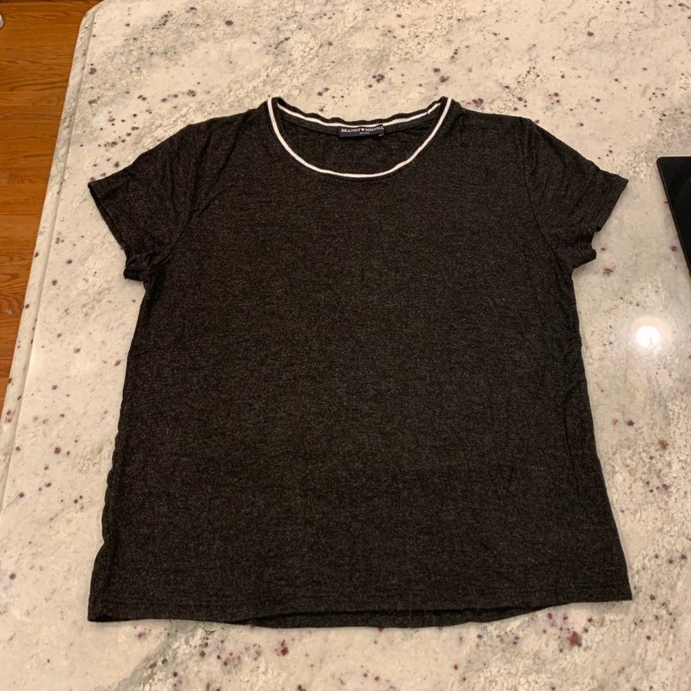 Brandi Melville Soft Black Rigger T-Shirt O/S EUC